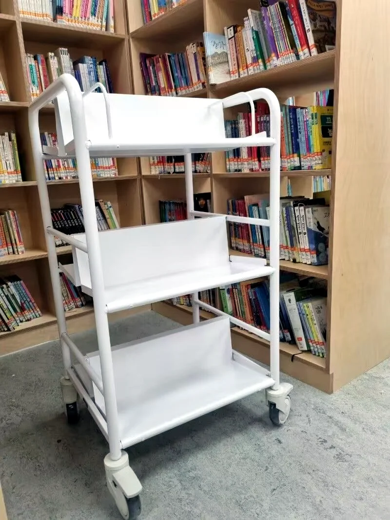 Library book trolley with multi-layer shelves