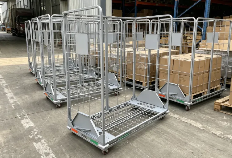 Mesh cage trolley for cartons and loose goods