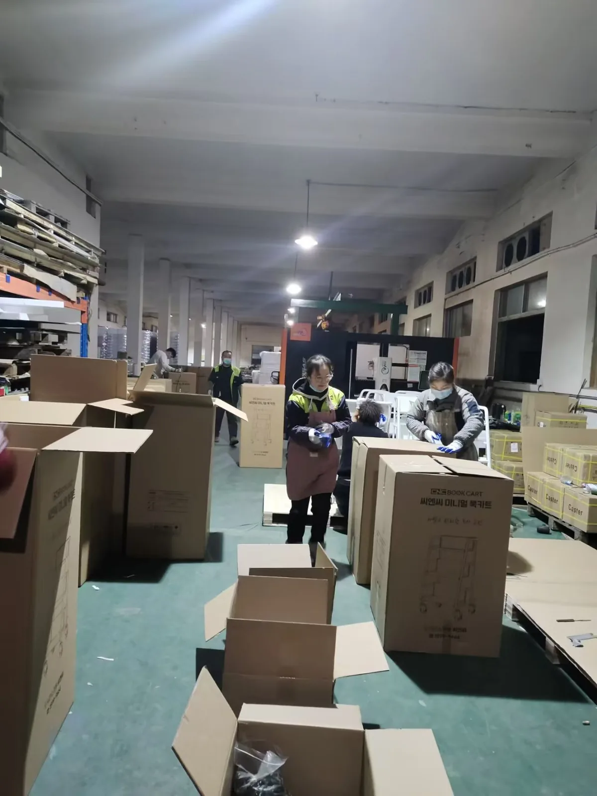 Workshop cartons prepared for a trolley export order
