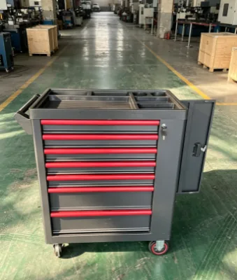 Close-up of a single drawer unit on a mobile workshop cabinet