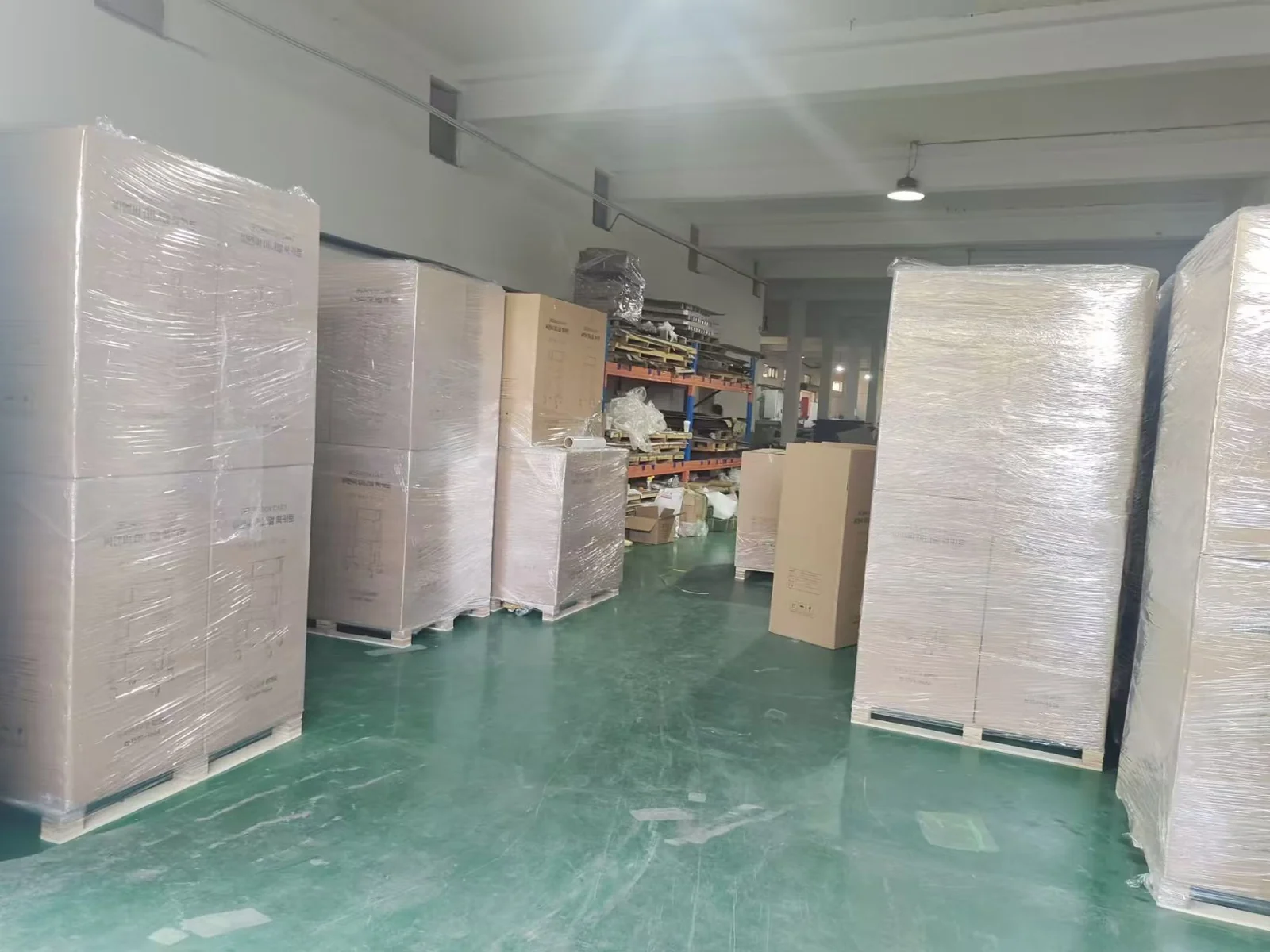 Packed trolleys staged in the warehouse ready for dispatch